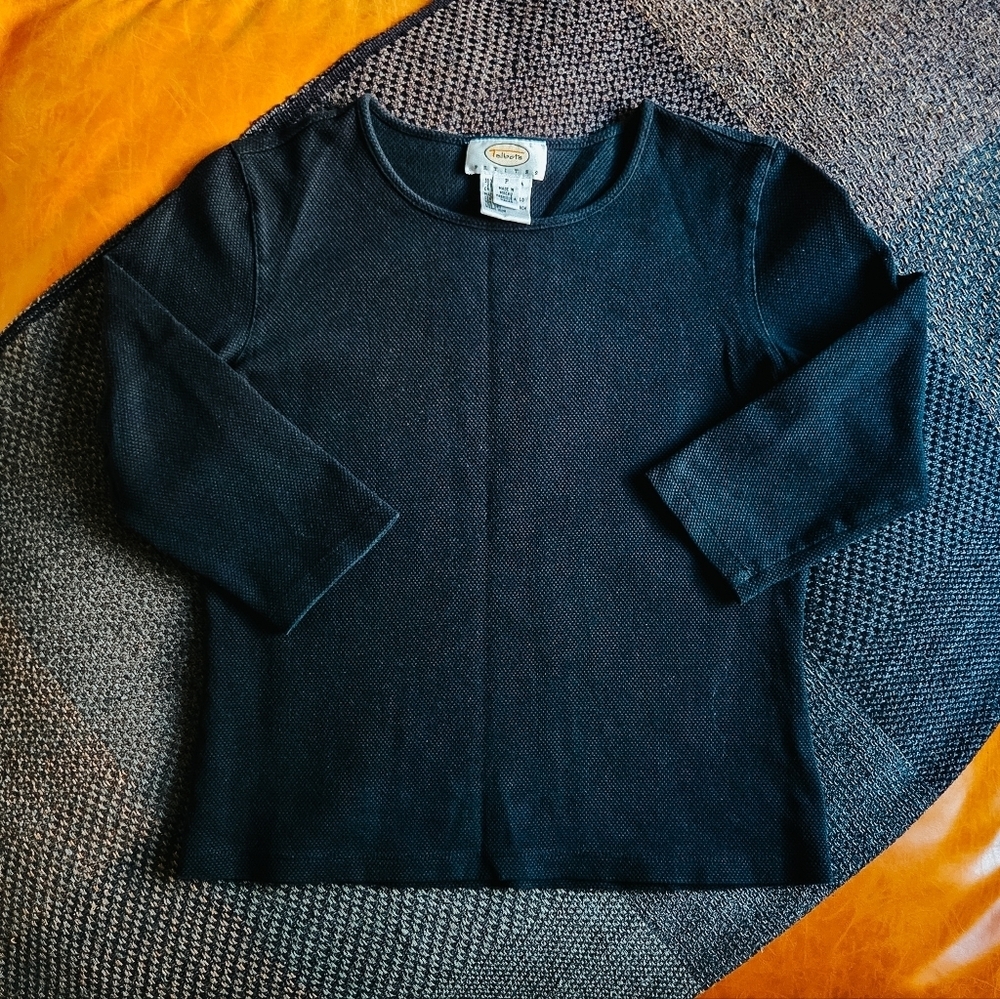 3/$20 Talbots Petites Black Long Sleeve Pullover Top (Size SP)